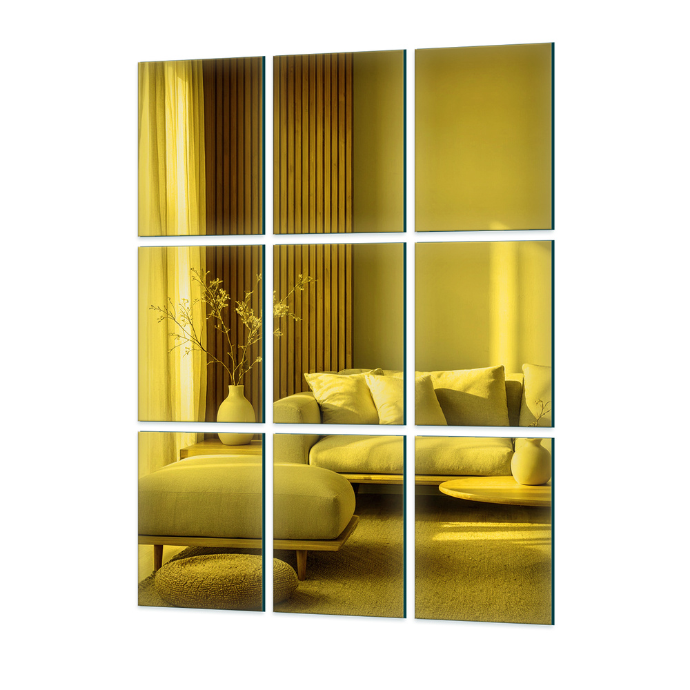 Spiegelfliese - 21x30 Satz von 9 Stück. Geschliffenes Silber