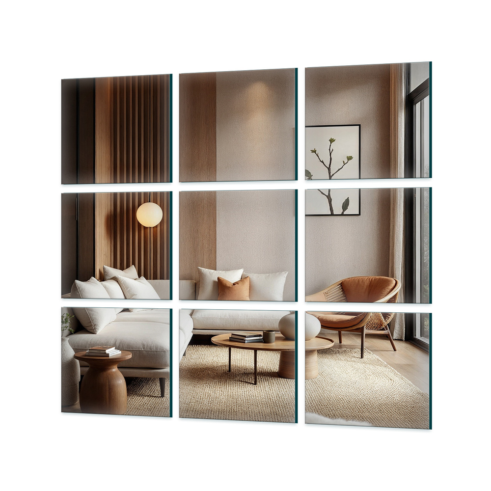 Płytka Lustrzana - 20x20 Komplet 9szt. Szlif Srebrny