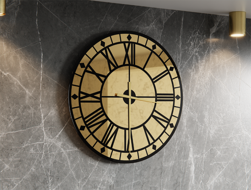 Zegar Rzymski Złoty C4 Złote Wskazówki