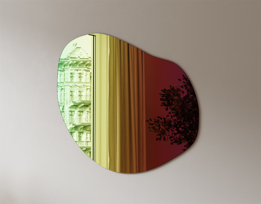 Spiegel Unregelmäßige Form Organischer Regenbogenfleck 70x56 TOP