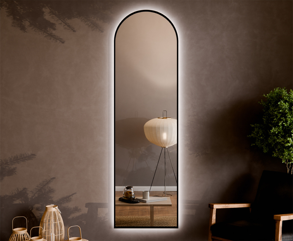 Lustro Portalowe w Ramie Aluminiowej Czarnej LED Betty