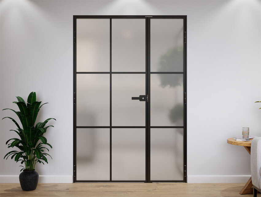 Drzwi Podwójne Aluminiowe Slim Loft 6 Pól Komplet z Ościeżnica