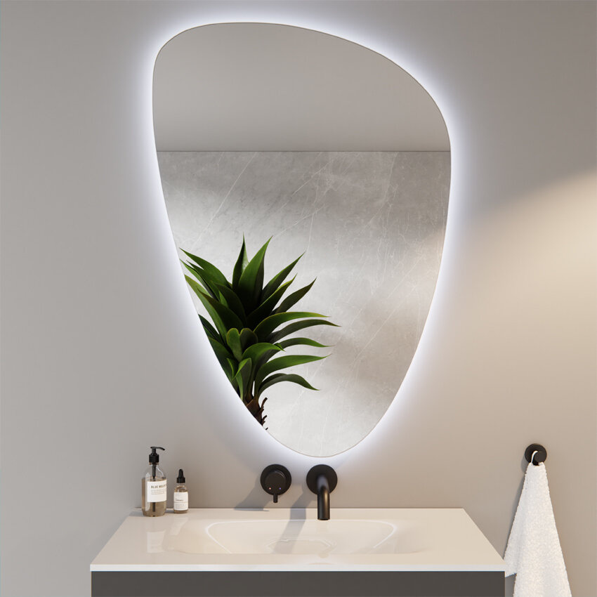 Spiegel Unregelmäßige Form Organischer Led-Fleck 69x100 RUBIN