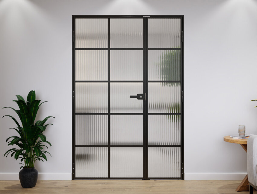 Drzwi Podwójne Aluminiowe Slim Loft 10 Pól Komplet z Ościeżnica