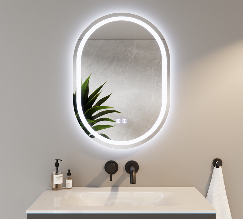 Lustro Owalne LED Tricolor z Matą Grzewczą 50x80cm OLGA