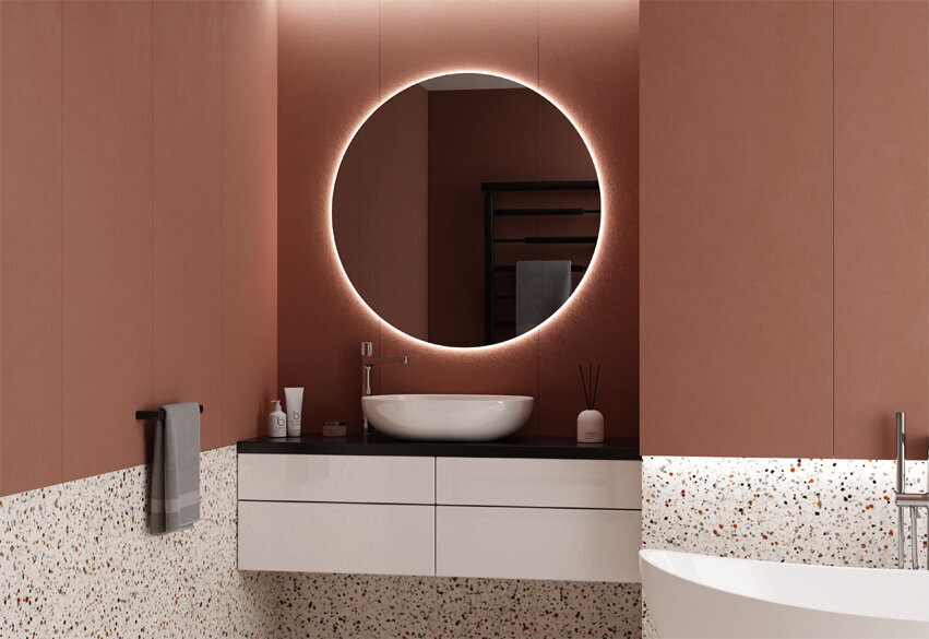 LUSTRO OKRĄGŁE ŚCIENNE SZLIF LED ULA