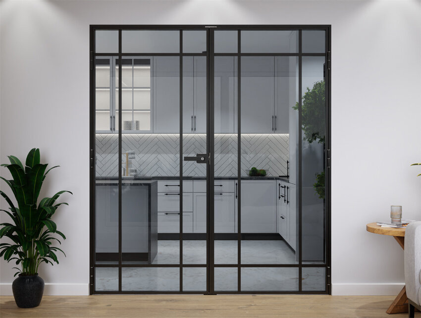 Aluminium Doppeltüren Slim Loft 9-teilig komplett mit Rahmen