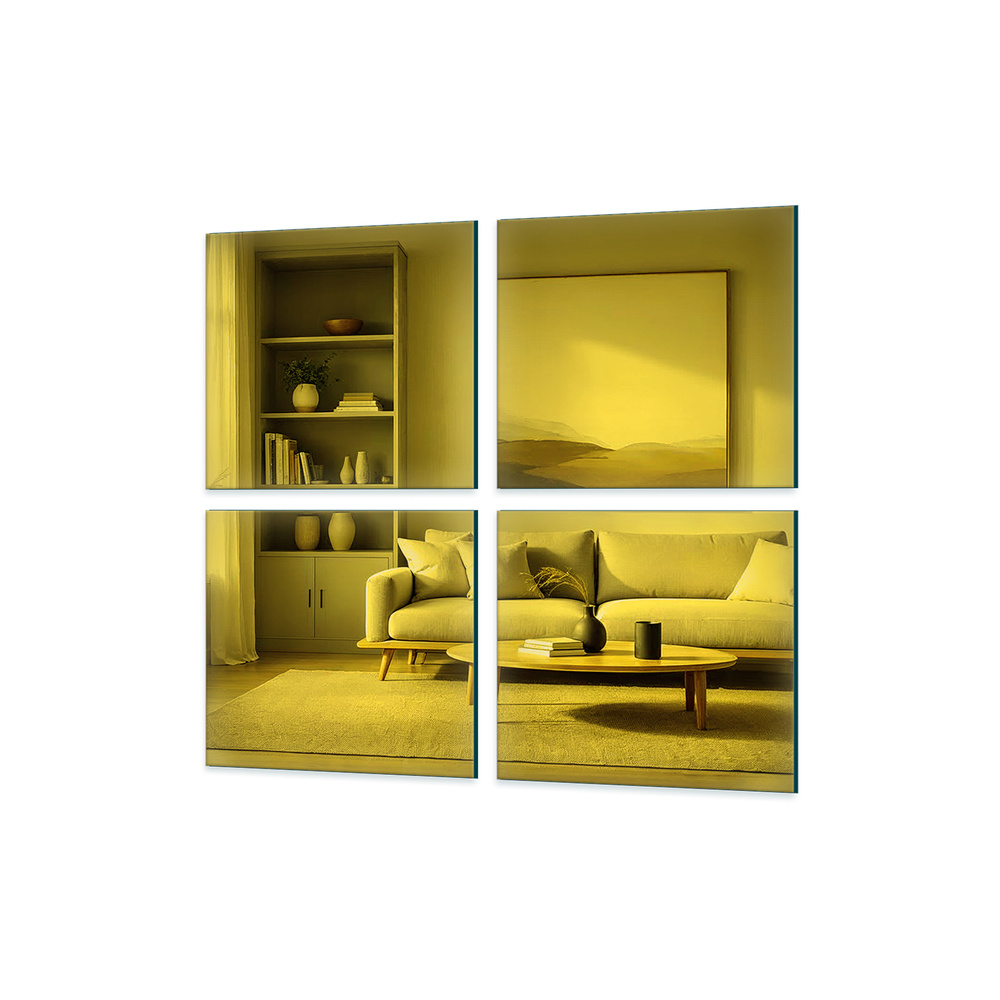 Spiegelfliese - 40X40 Satz von 4 Stück. Geschliffenes Silber