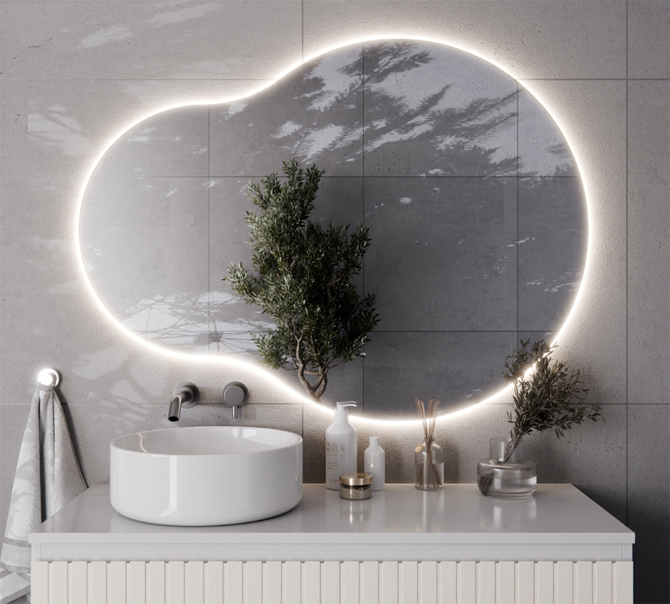 Lustro Okrągłe Nieregularny Kształt LED DOROTA