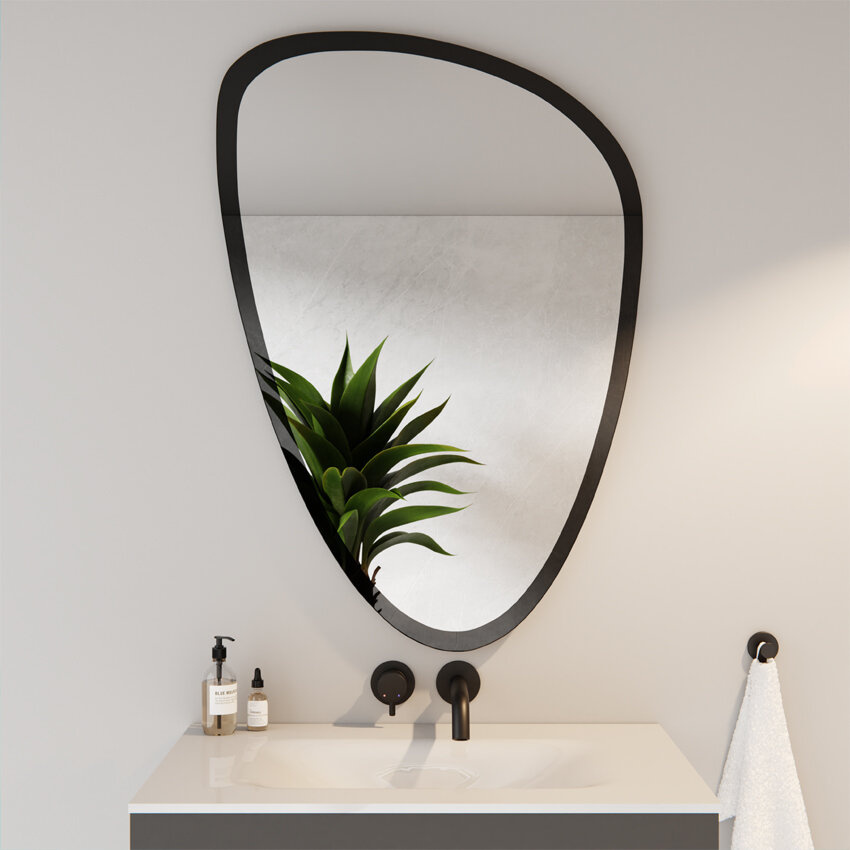 Lustro Nieregularne Plama Piaskowane Czarne 69x100 RUBIN