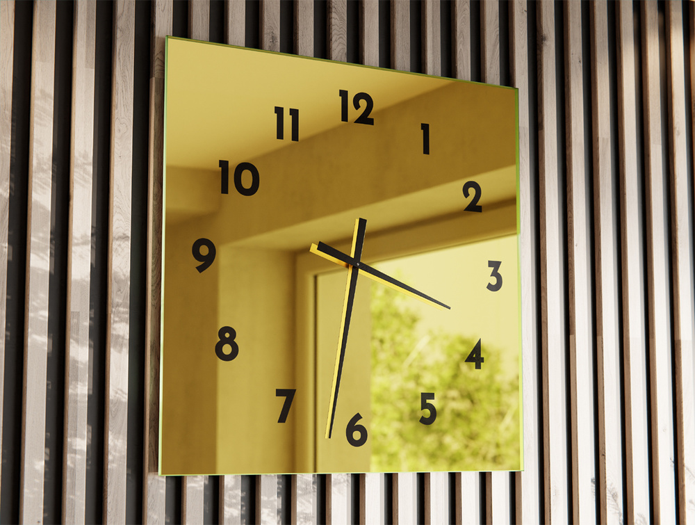 Quadratische Uhr Gold D4 Schwarze Zeiger