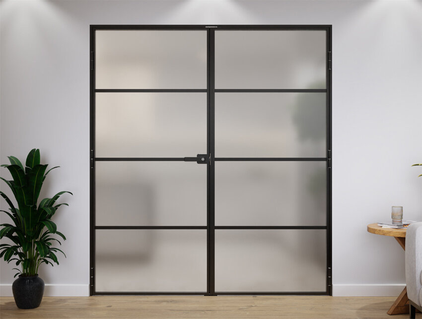 Drzwi Podwójne Aluminiowe Slim Loft 4 Pola Komplet z Ościeżnica