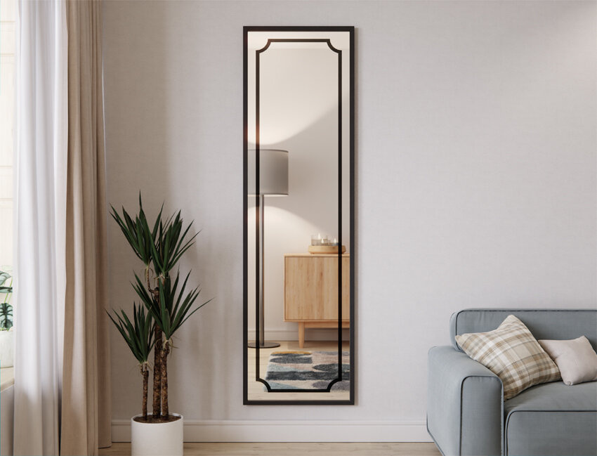 LUSTRO SREBRNE LOFT WZÓR WYCIĘTE ROGI MAL 170X50