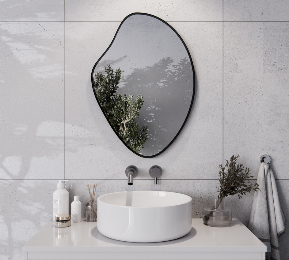 LUSTRO NIEREGULARNE PLAMA AMETRYN 50X60 SZLIF PIASKOWANE