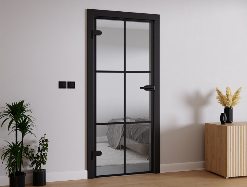 Drzwi Szklane Skrzydło 6 Pól 817x2020mm Ościeżnica MDF