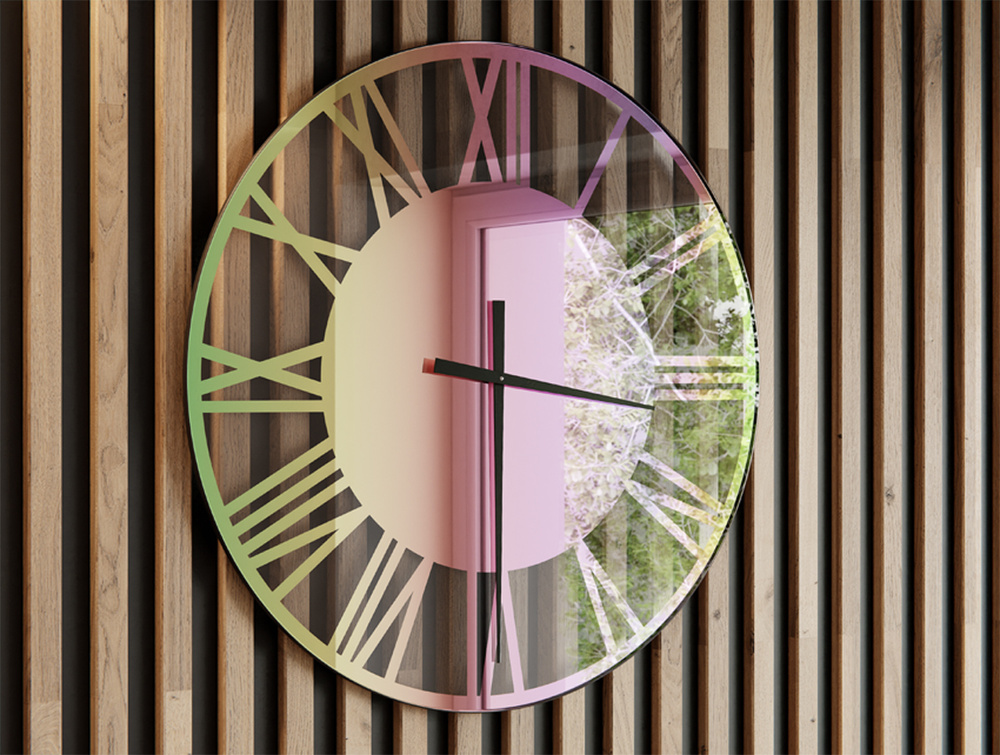 Rainbow Roman Clock C2 Schwarze Zeiger