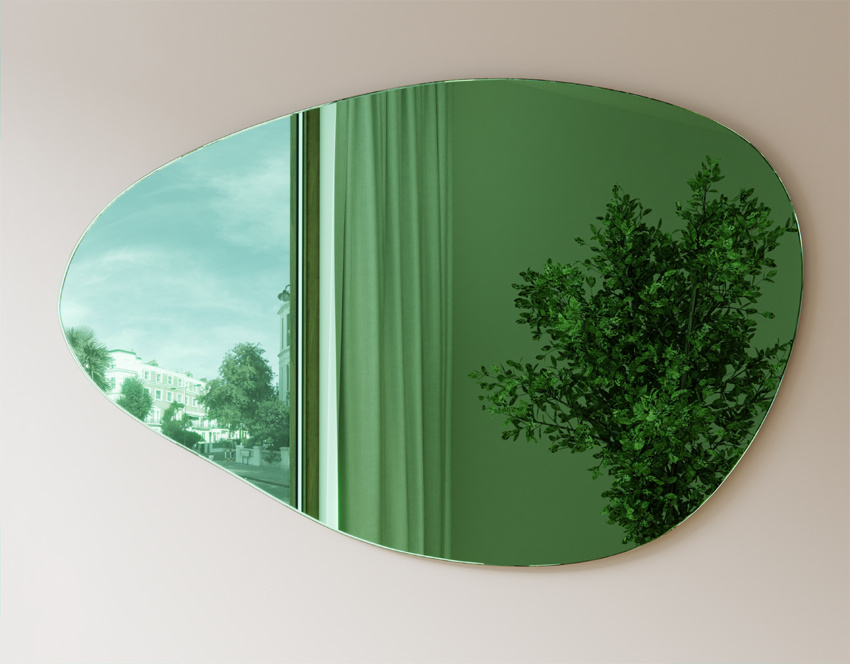 Lustro Kształt Nieregularny Organiczne Plama Zielona 100x50 SZA