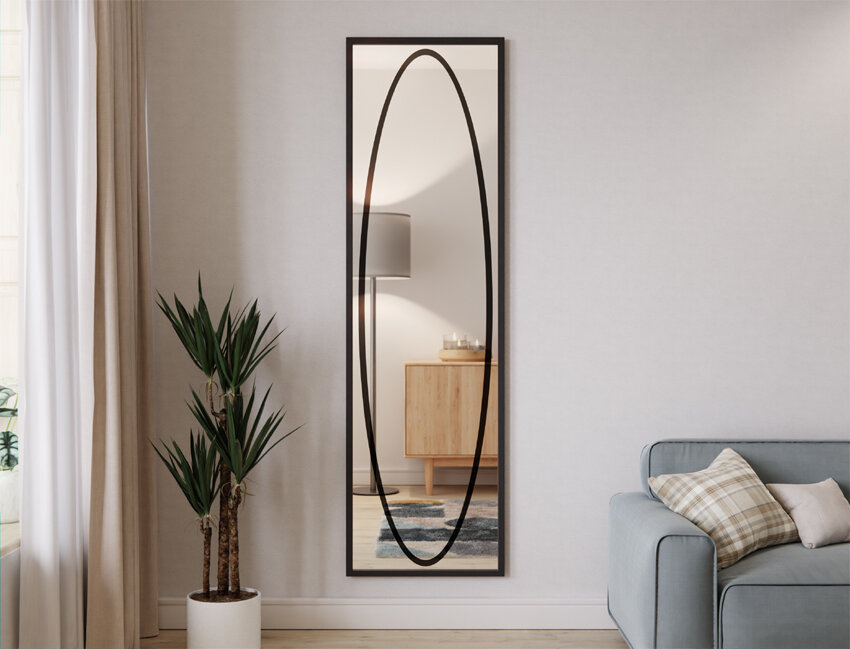 LUSTRO SREBRNE LOFT WZÓR ELIPSA MAL 170X50