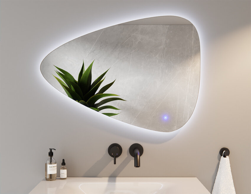 Lustro Kształt Nieregularny Organiczne Plama Led 80x58 BIK Włącznik Dotykowy