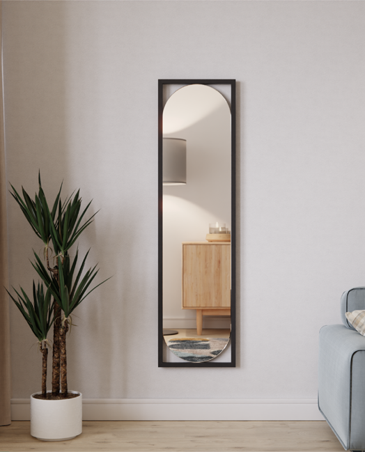 LUSTRO OWALNE W CZARNEJ RAMIE 35x130 MARTA