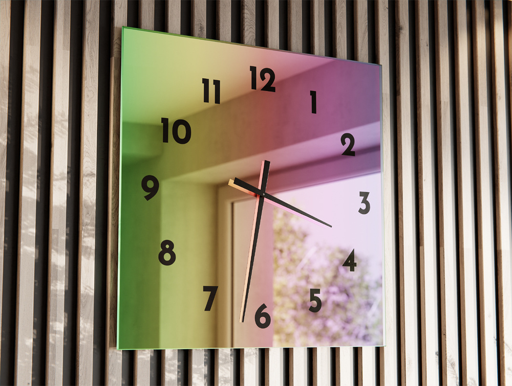 Zegar Kwadrat Rainbow D4 Lustro Wskazówki Czarne