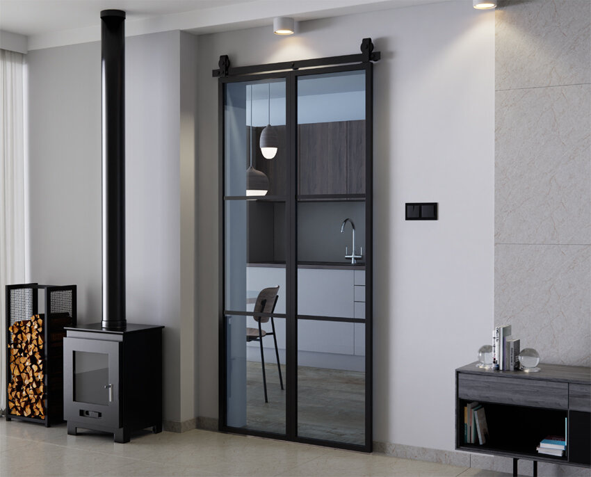 Drzwi Przesuwne Harmonijkowe Aluminium LOFT Grafit