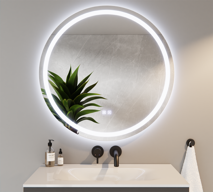 Lustro Okrągłe LED Tricolor z Matą Grzewczą 60cm TINA