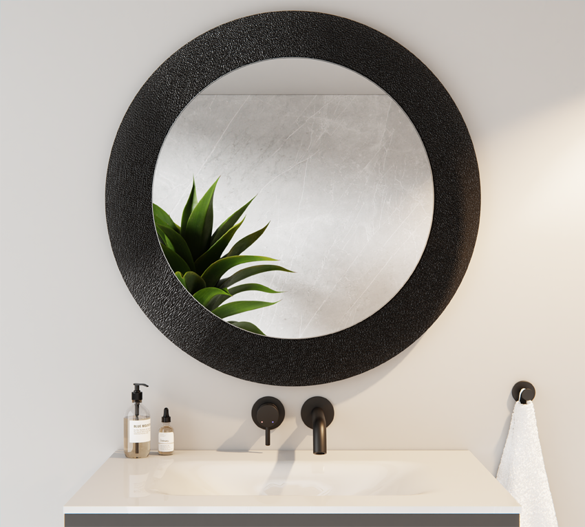 Runder Spiegel Silber 60cm Millennium Glas Schwarz 80cm SELENA