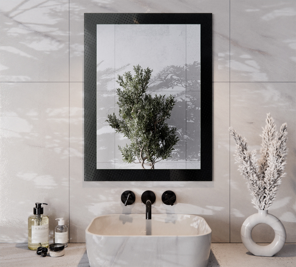 Lustro 60 x 80 cm Szkło Master Care Czarne MARCO