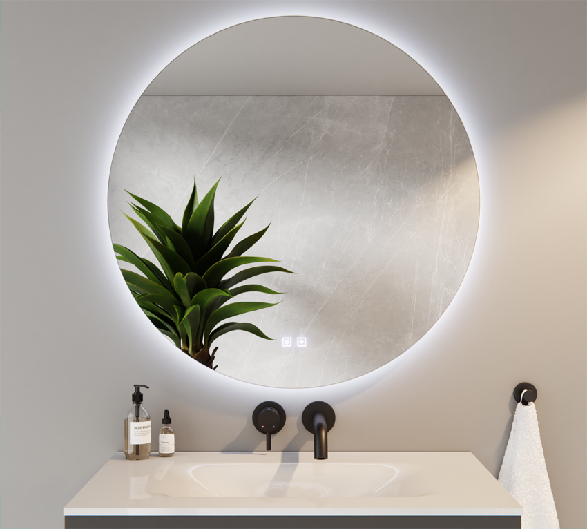 Lustro Okrągłe LED Tricolor z Matą Grzewczą 60cm ALISA