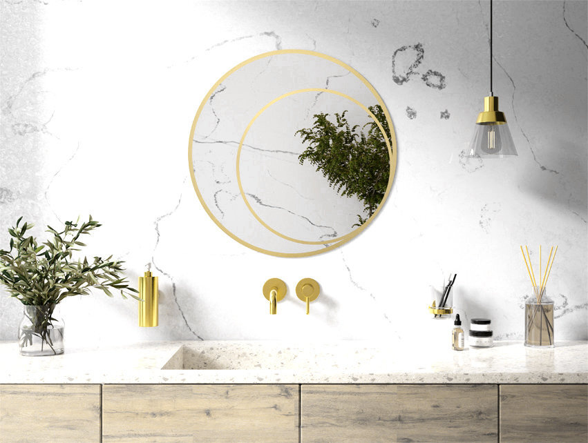 Lustro Okrągłe Ścienne 40cm Złoty Openwork Koło w Kole ANDREA