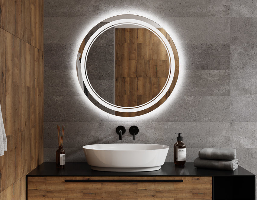 Lustro Okrągłe Ścienne Podświetlone LED ATENA