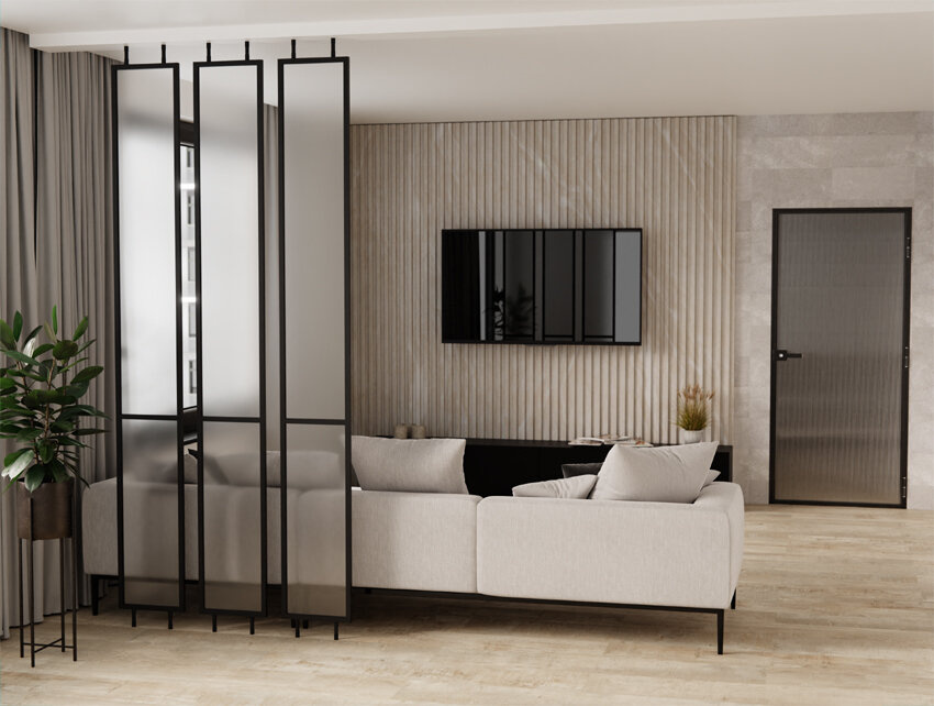 Parawan Dekoracyjny Ścianka Działowa Szklana 2 Pola Przesłona