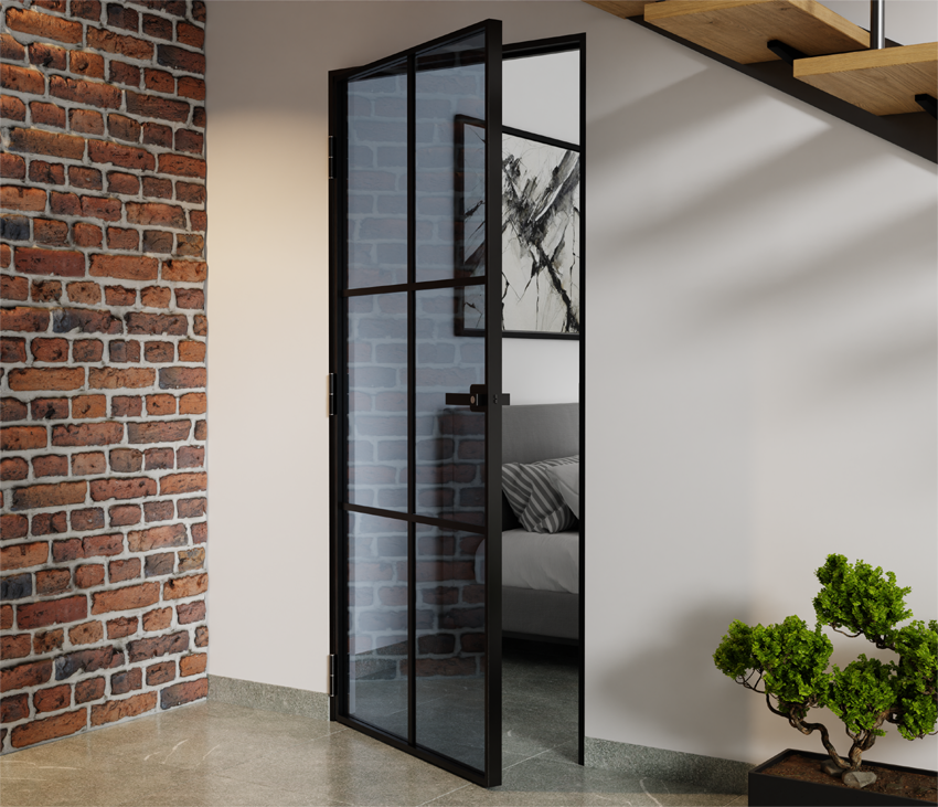 Drzwi Aluminiowe Slim Loft Komplet z Ościeżnica 6 Pól