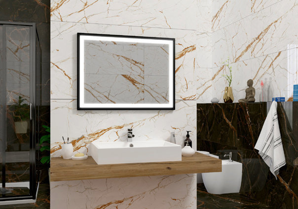 Lustro LED Łazienkowe 60x80 Piaskowane w Ramie ŁUKASZ