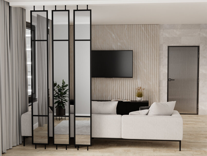 Parawan Dekoracyjny Ścianka Działowa Szklana 3 Pola Przesłona