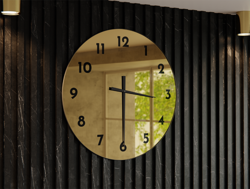 Zegar Złoty C1 Czarne Wskazówki