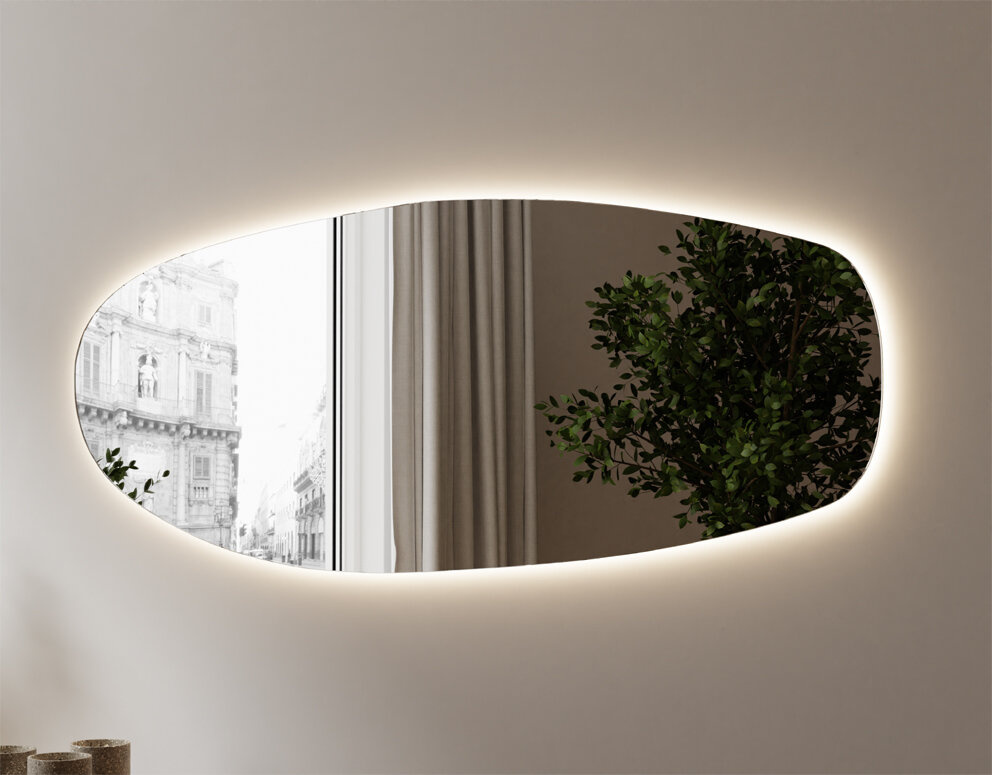 Lustro Kształt Nieregularny Organiczne Plama Led 150x55 AGAT