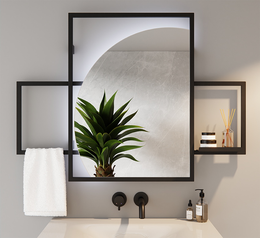 RUNDE ABGESCHRÄGTE LED SPIEGEL DOPPELRAHMEN 110X80 SONATA