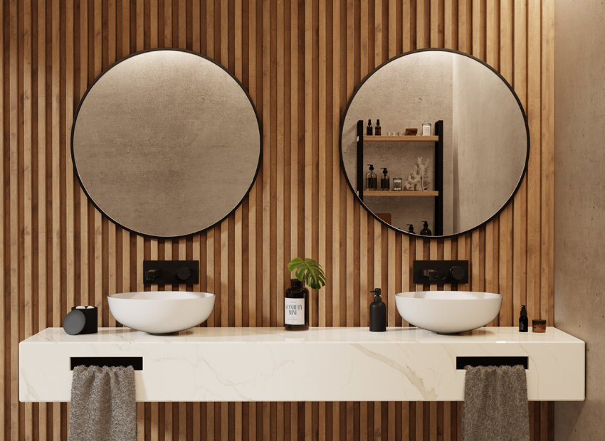 ♥ Runder Wandspiegel Loft in schwarzem Rahmen 50 cm ♥