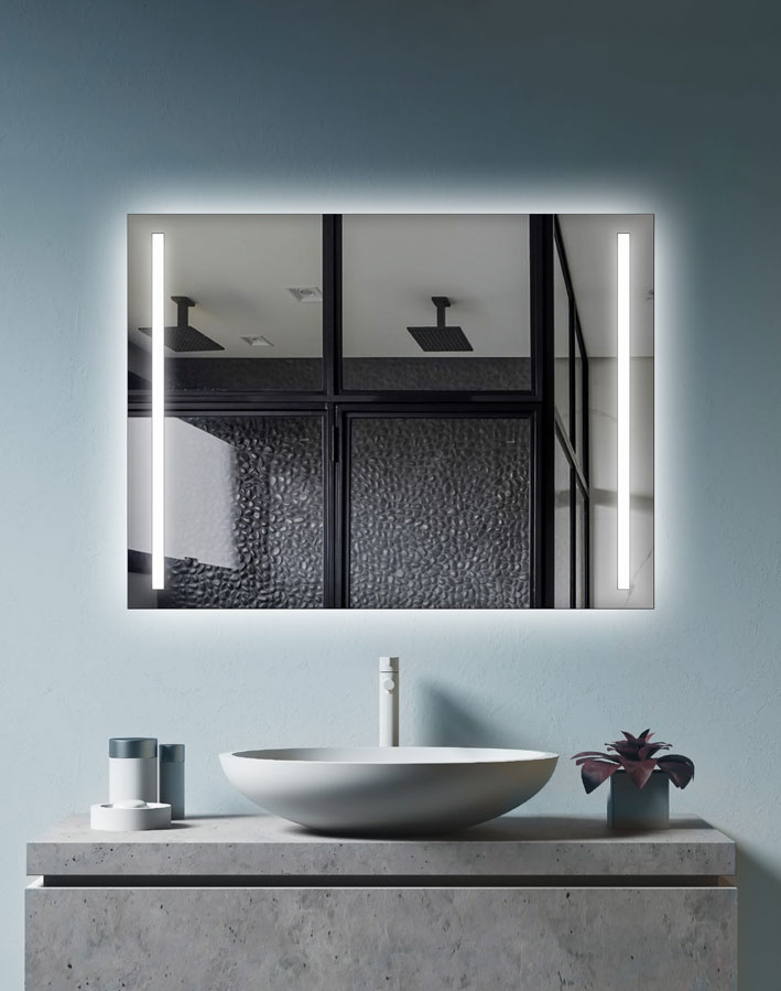 Lustro LED Łazienkowe 60x80 Piaskowane w Poziomie HERMES