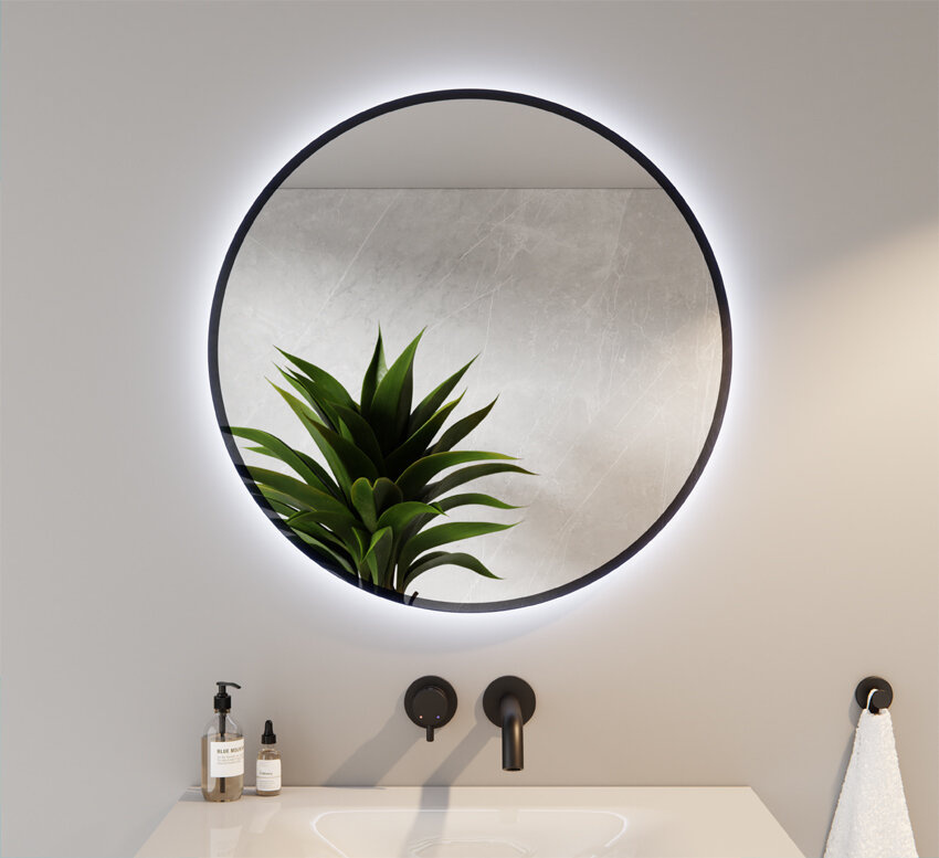 Lustro Okrągłe LED Piaskowane PAULA