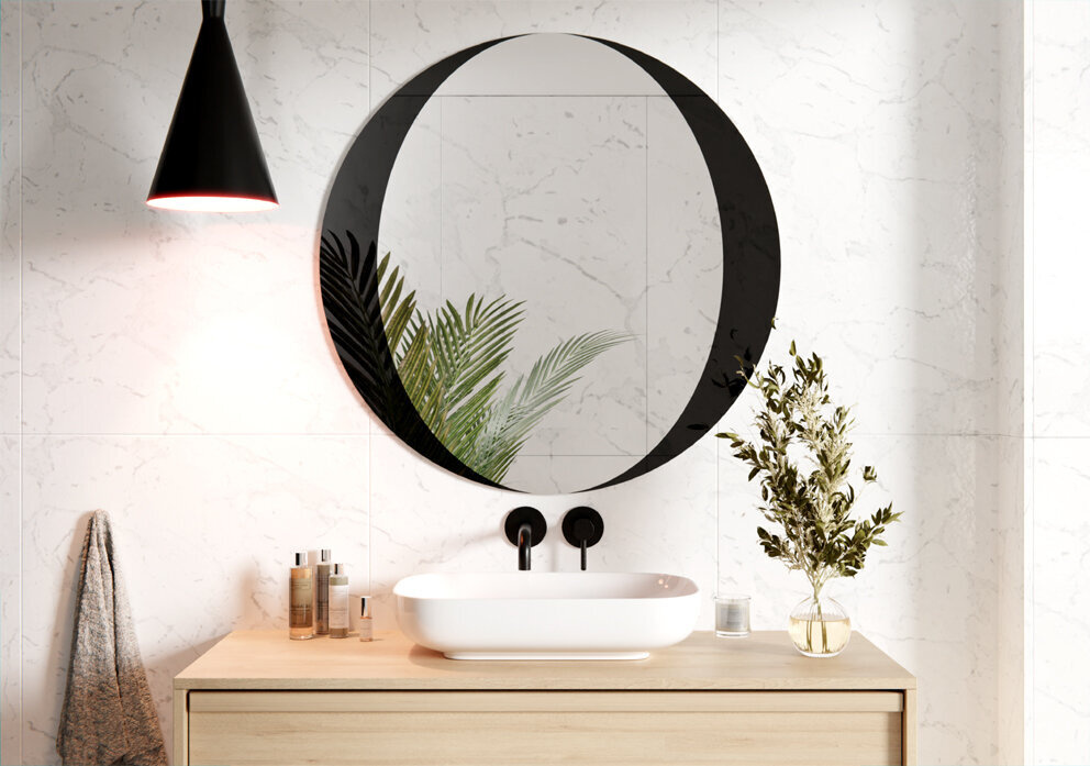 Lustro Okrągłe Ścienne 60cm Black Openwork MOONLIGHT