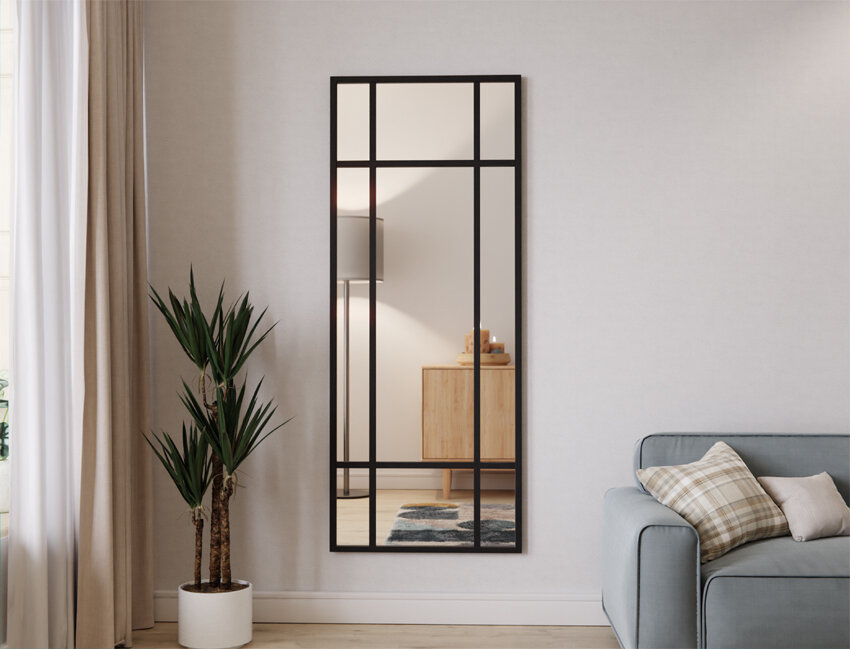 LUSTRO SREBRNE SZPROS LOFT 9 ASYMETRYCZNY ALU