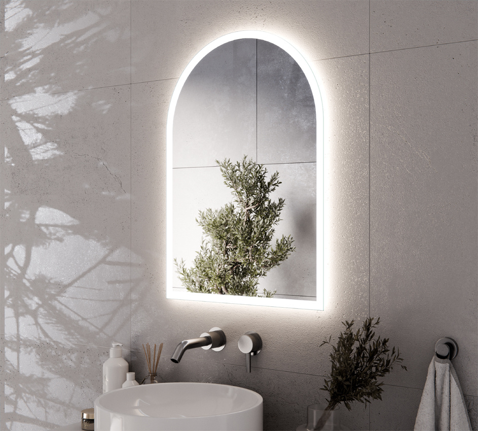 Lustro Półowalne Ścienne Portalowe Piaskowane LED Sefora