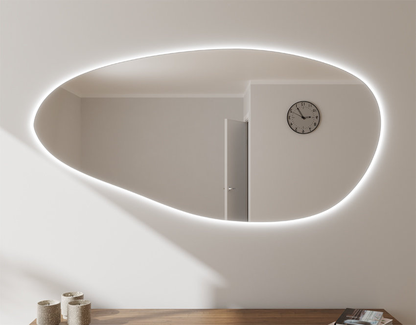 Lustro Kształt Nieregularny Organiczne Plama Led 100x50 SZA