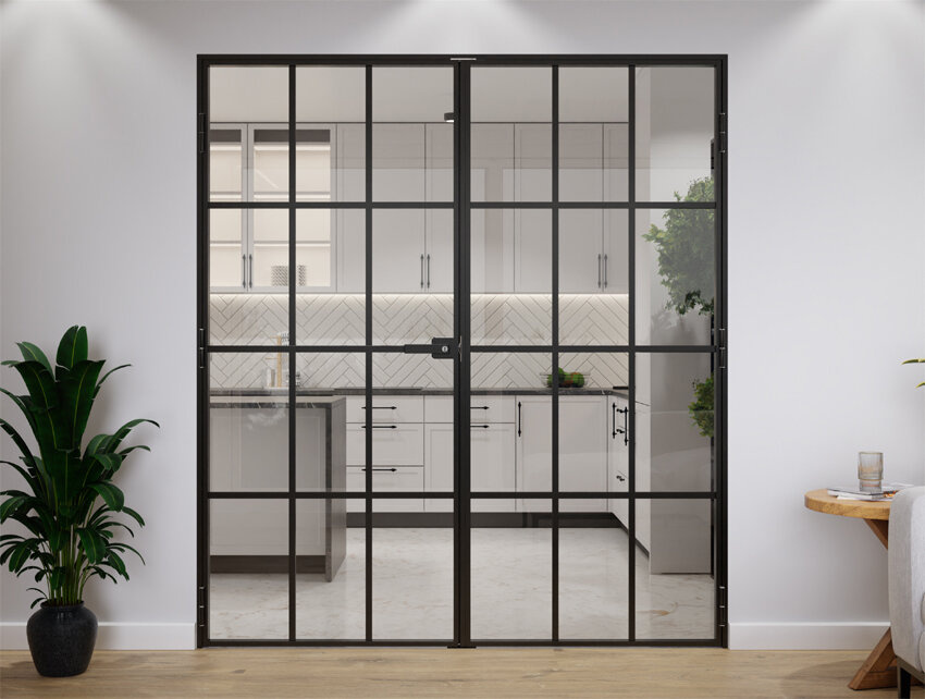 Drzwi Podwójne Aluminiowe Slim Loft 12 Pól Komplet z Ościeżnica