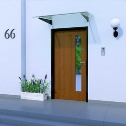 Daszek Szklany Zadaszenie Nad Drzwi 200x90 CZARNE PODPORY 4 Otwory