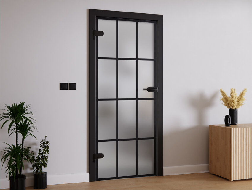 Drzwi Szklane Skrzydło 12 Pól 817x2020mm Ościeżnica MDF