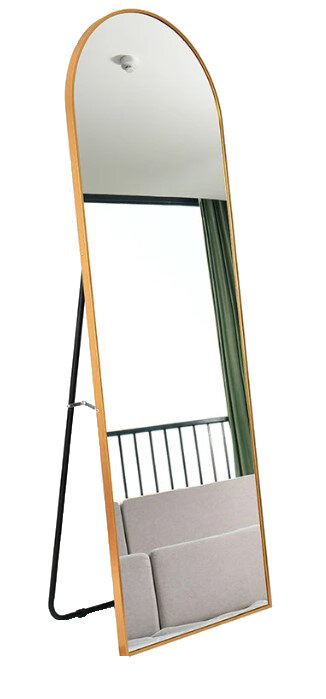 HALBOVALER STANDSPIEGEL MAGDALENA IN GOLDENEM ALUMINIUMRAHMEN 160X50